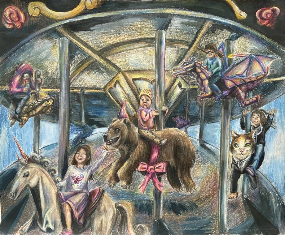 Carousel · coloured pencil